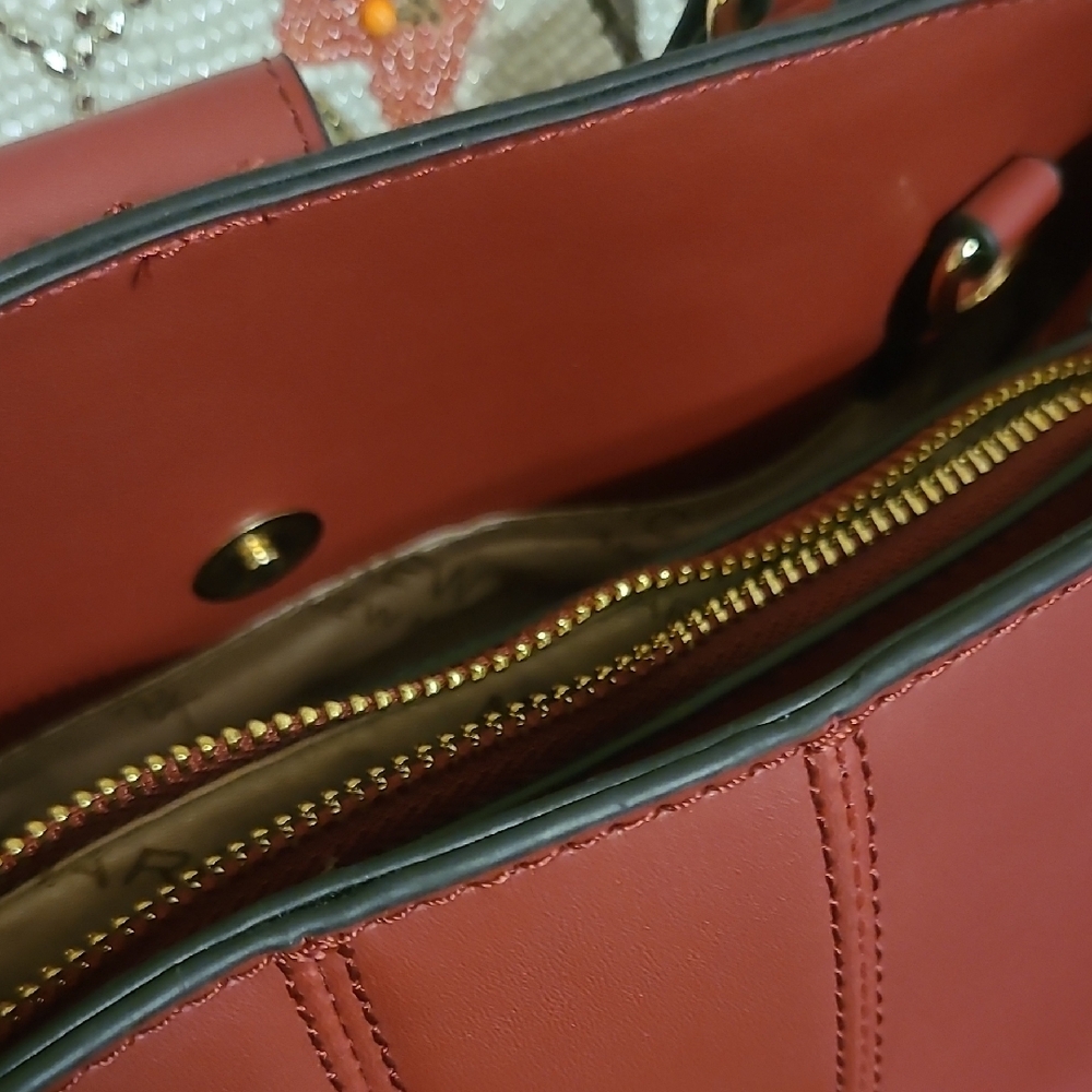 Marc New York Red Leather Satchel with Gold Hardware - Picture 9 of 14